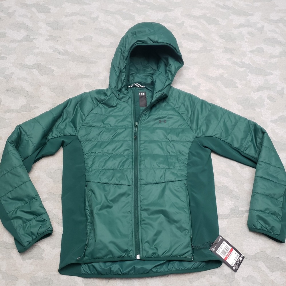 Under Armour Storm Jacket Womens XS Green Hooded Loose Puffer NWT